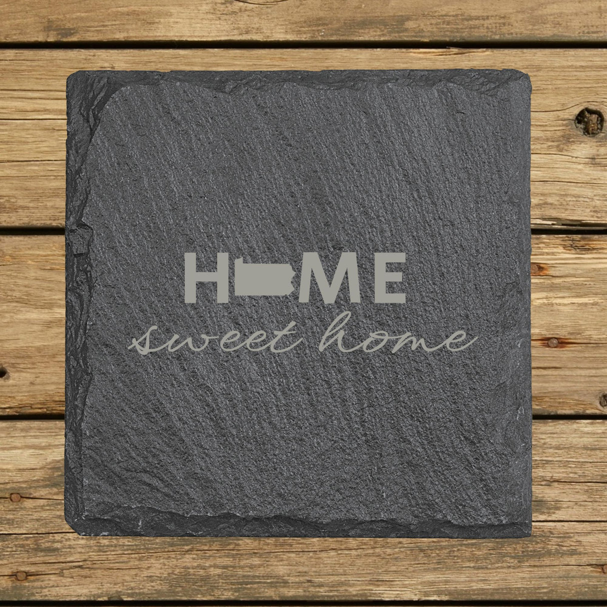 Pennsylvania Slate Coaster Set – Engraved Natural Stone (Set of 4)