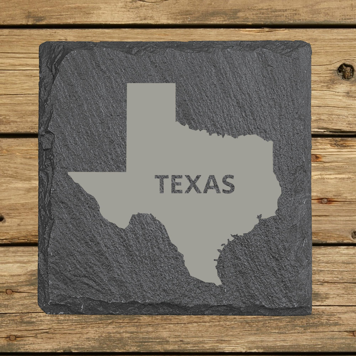 Texas Slate Coaster Set – Engraved Natural Stone (Set of 4)