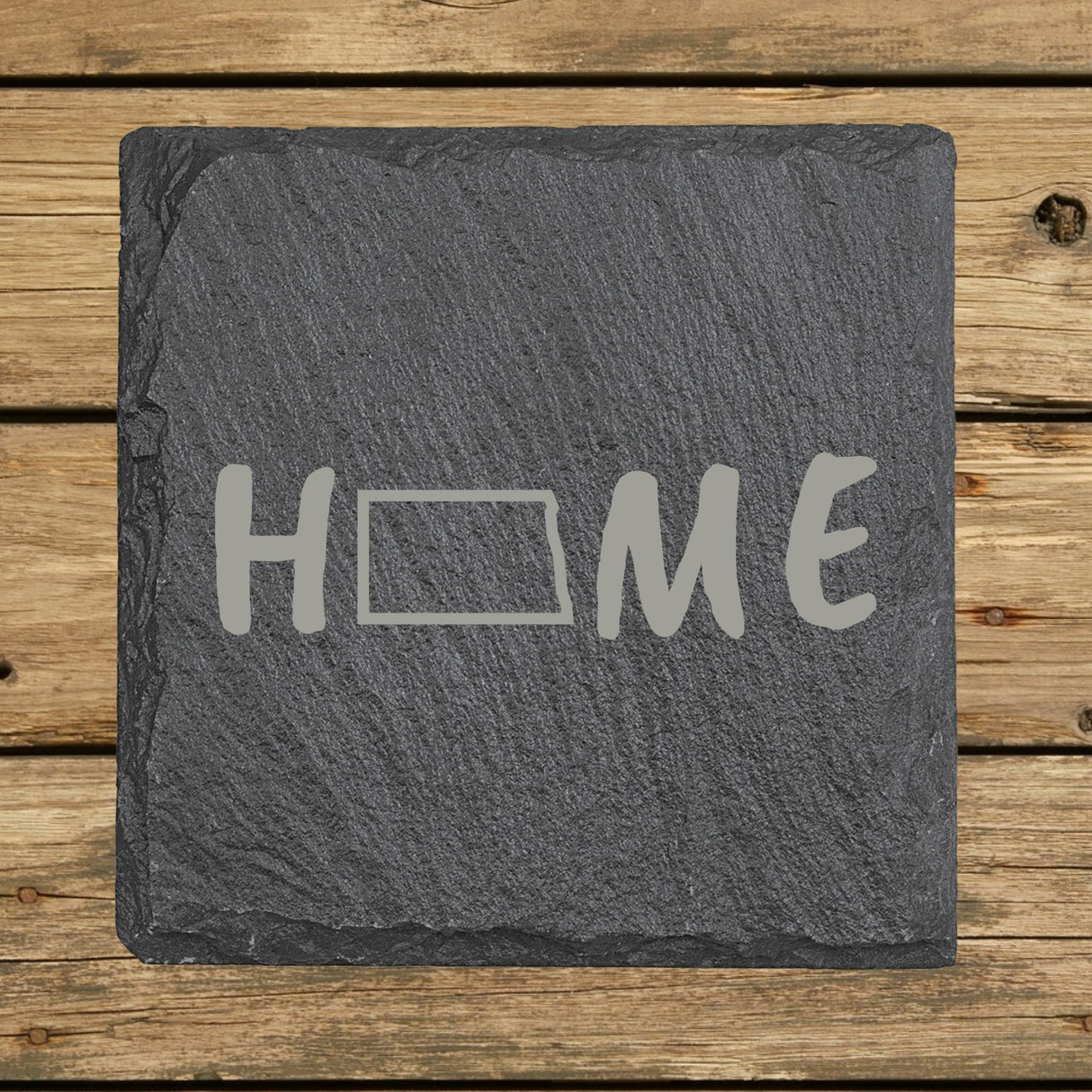 North Dakota Slate Coaster Set – Engraved Natural Stone (Set of 4)
