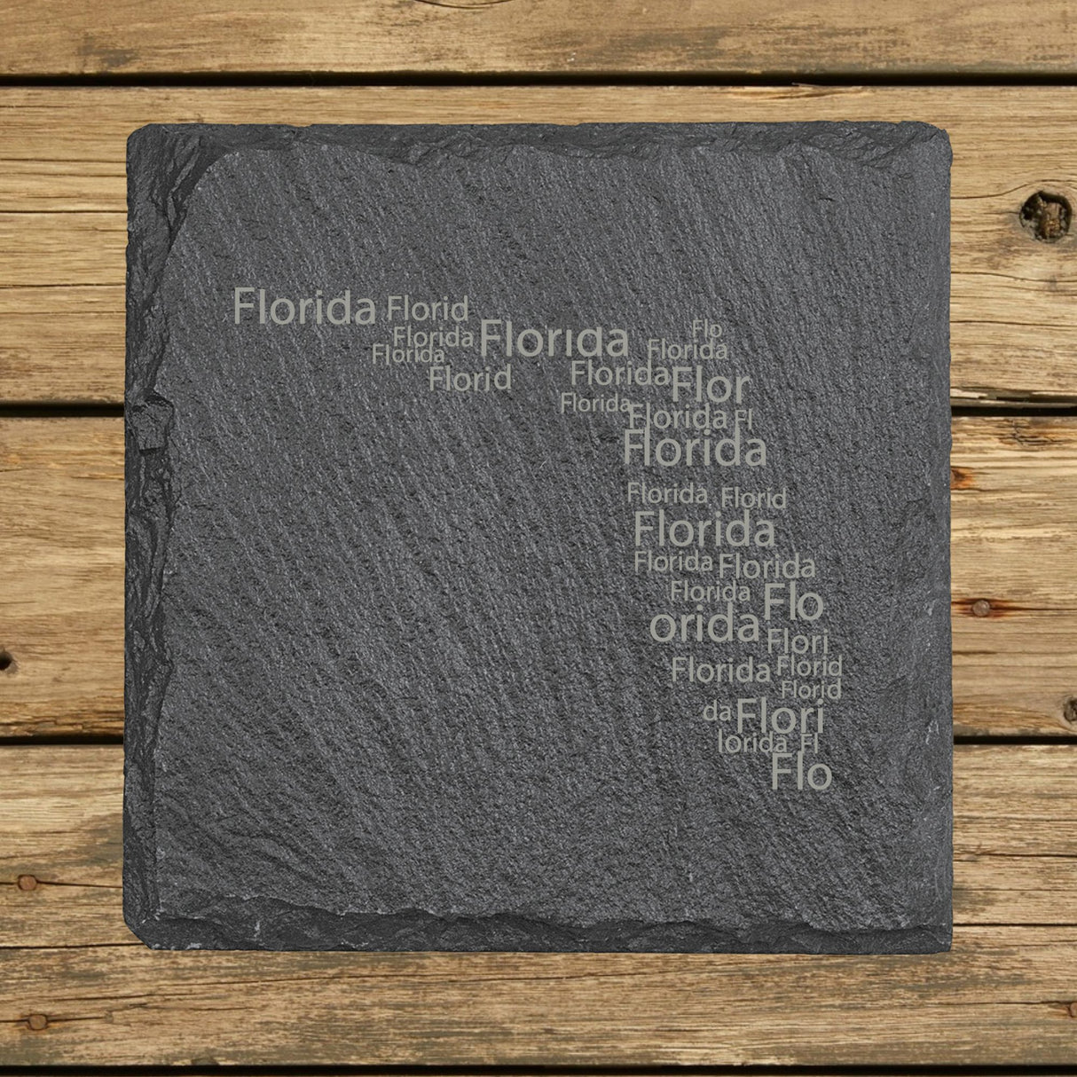 Florida Slate Coaster Set – Engraved Natural Stone (Set of 4)