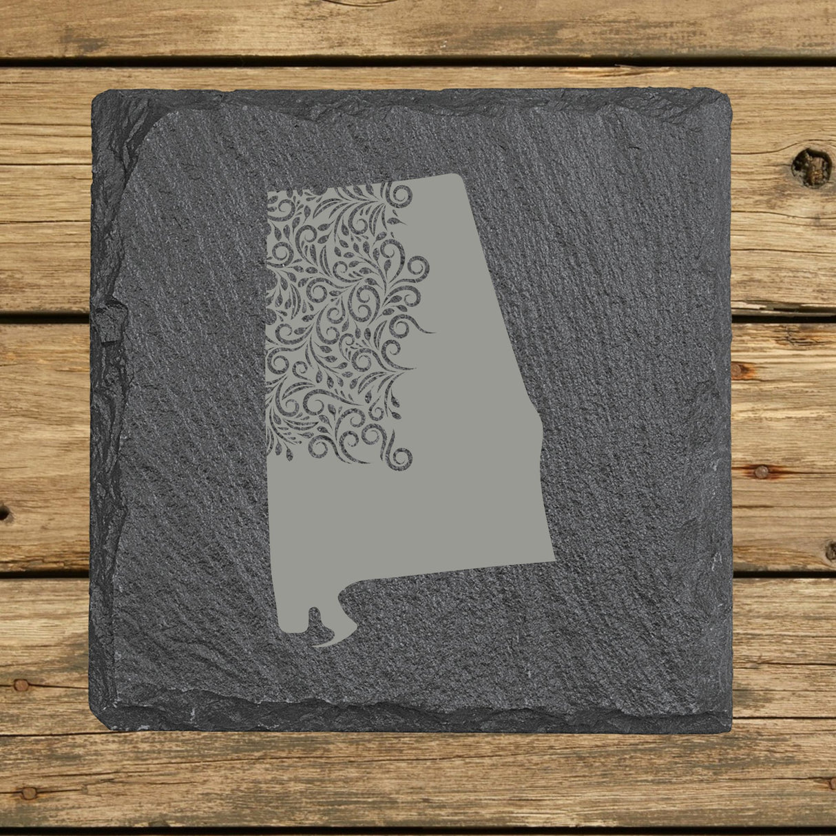 Alabama Slate Coaster Set – Engraved Natural Stone (Set of 4)