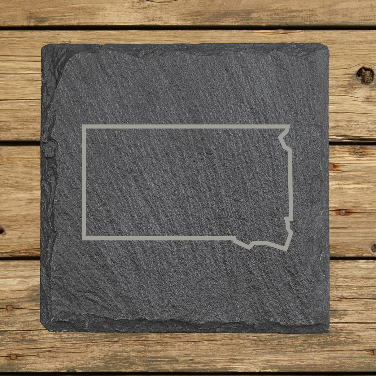 South Dakota Slate Coaster Set – Engraved Natural Stone (Set of 4)