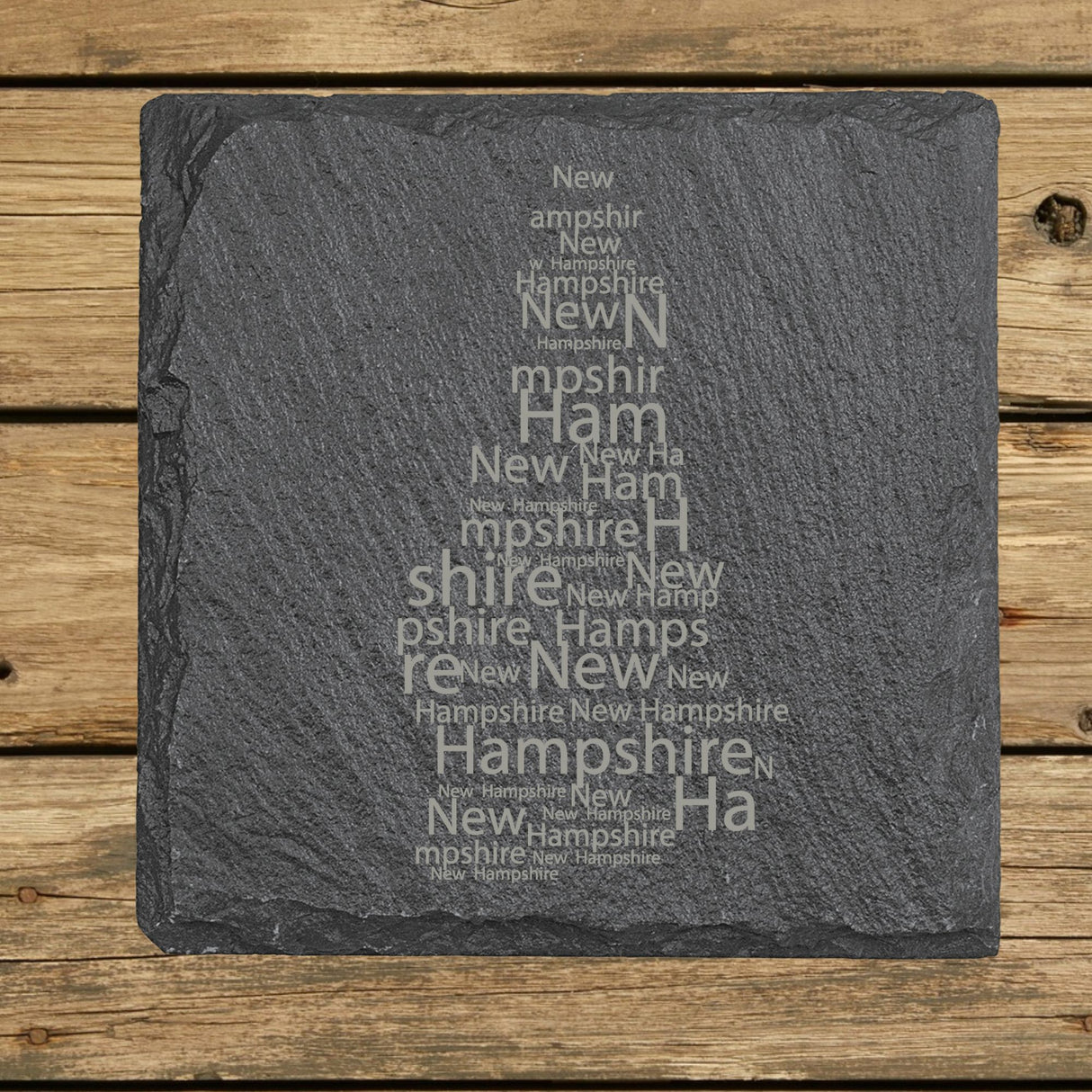 New Hampshire Slate Coaster Set – Engraved Natural Stone (Set of 4)
