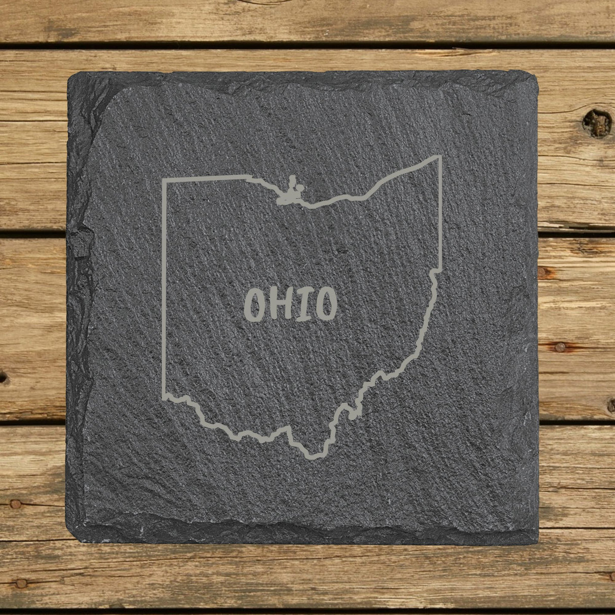 Ohio Slate Coaster Set – Engraved Natural Stone (Set of 4)