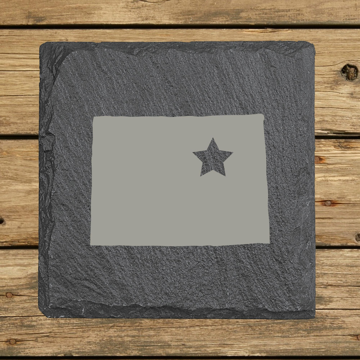 Colorado Slate Coaster Set – Engraved Natural Stone (Set of 4)