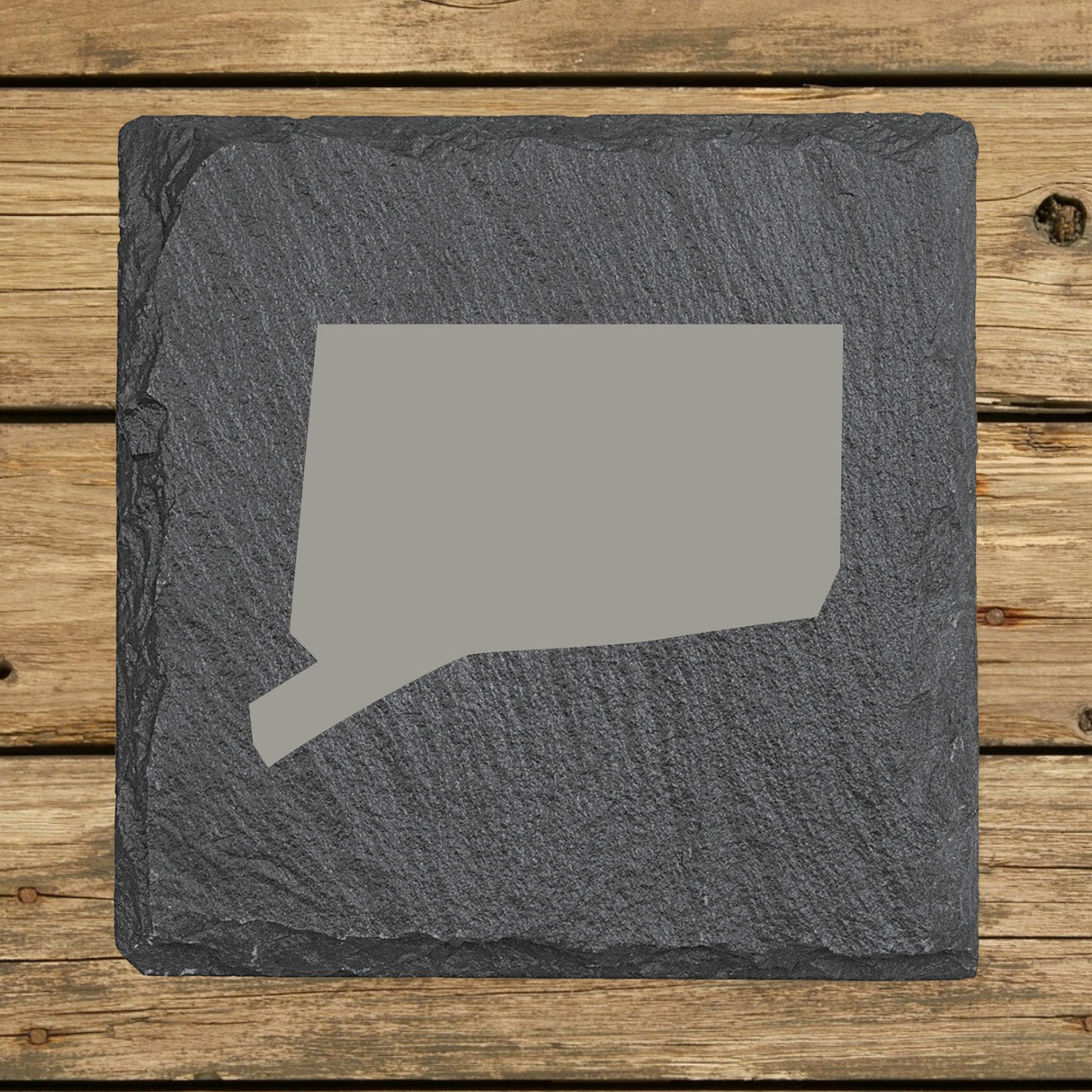 Connecticut Slate Coaster Set – Engraved Natural Stone (Set of 4)