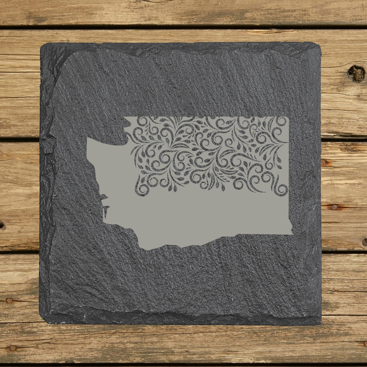 Washington Slate Coaster Set – Engraved Natural Stone (Set of 4)