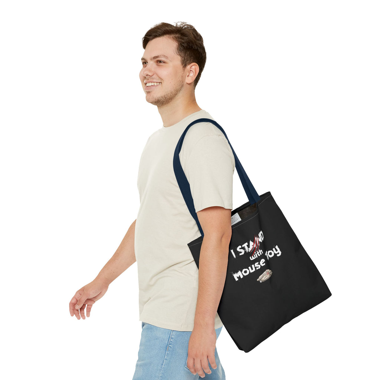 Mouse Toy Tote Bag - Hand Drawn Design by Nina