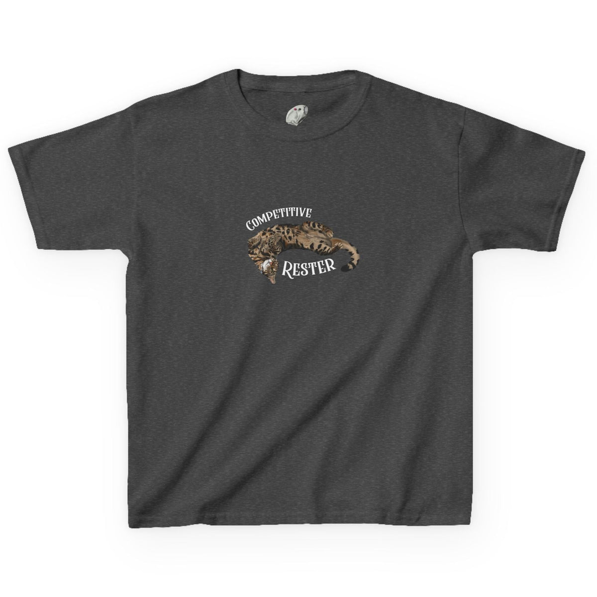 Kids 'Competitive Rester' T-Shirt - Flounder Funny Resting Pose Tee, shown in Dark Heather