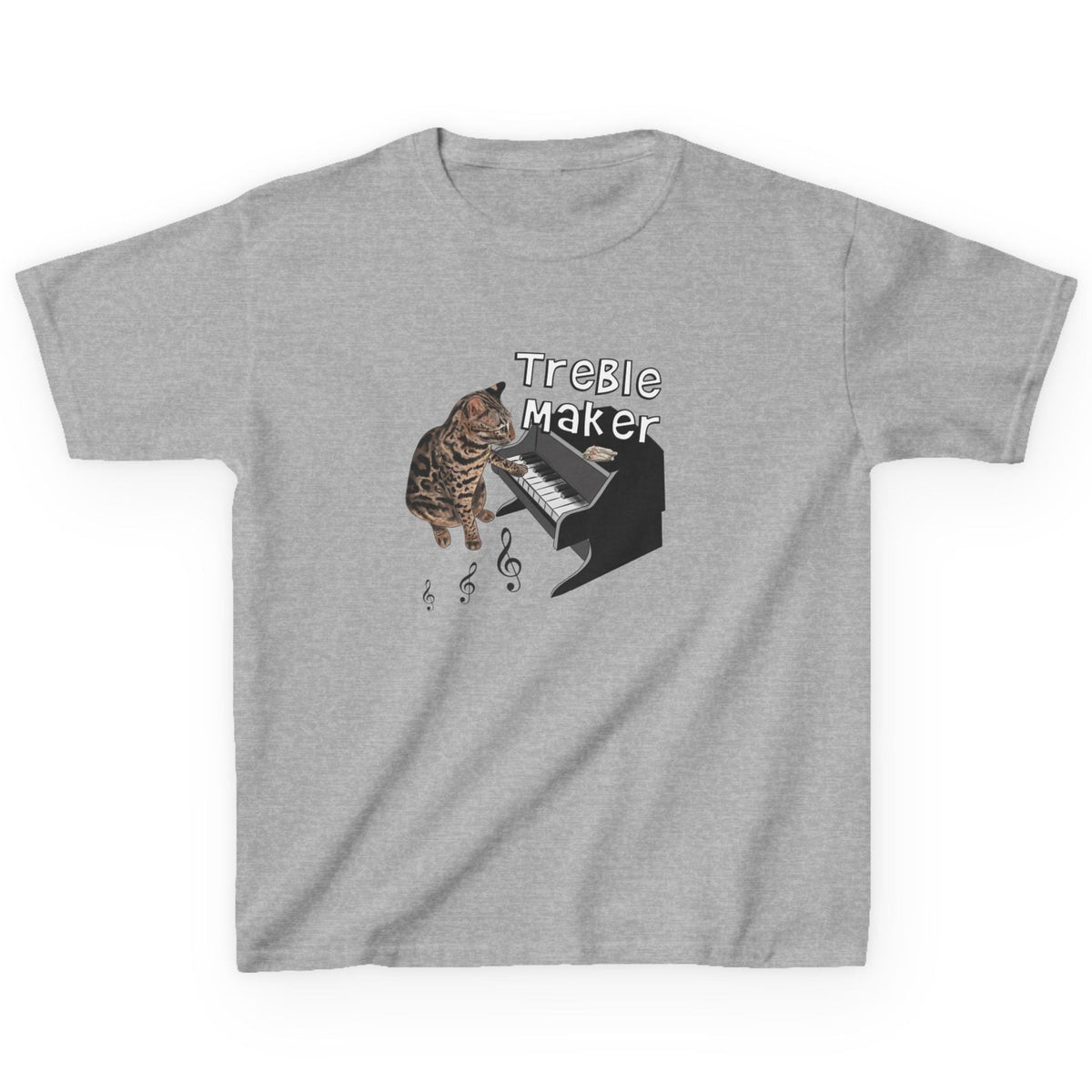 Kids Tee - Treble Maker Design Hand Drawn by Flounder's Mom, Nina Featuring Flounder the, shown in Sport Grey