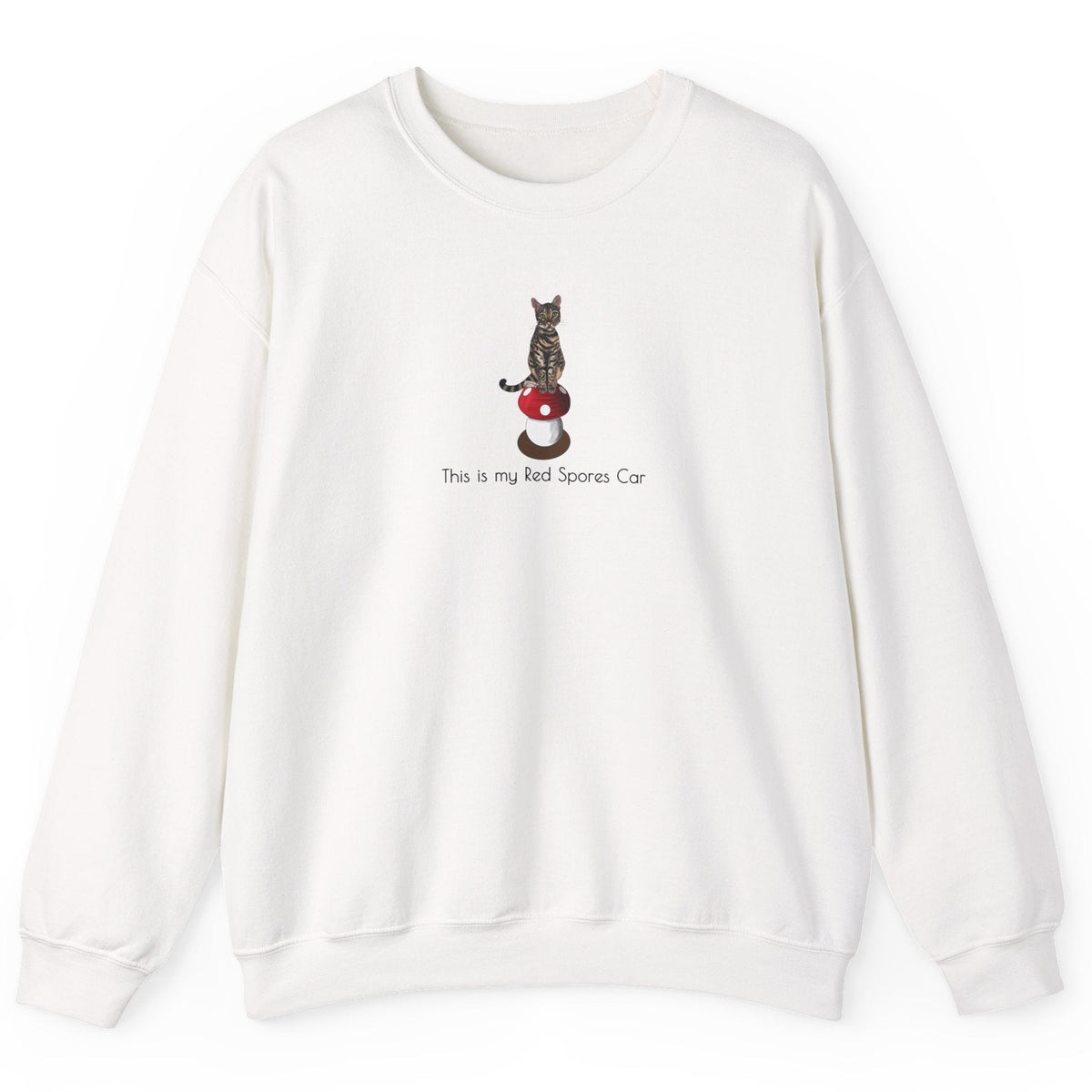 This is my Red Spores Car Unisex Heavy Blend™ Crewneck Sweatshirt featuring Flounder and Mouse, shown in White