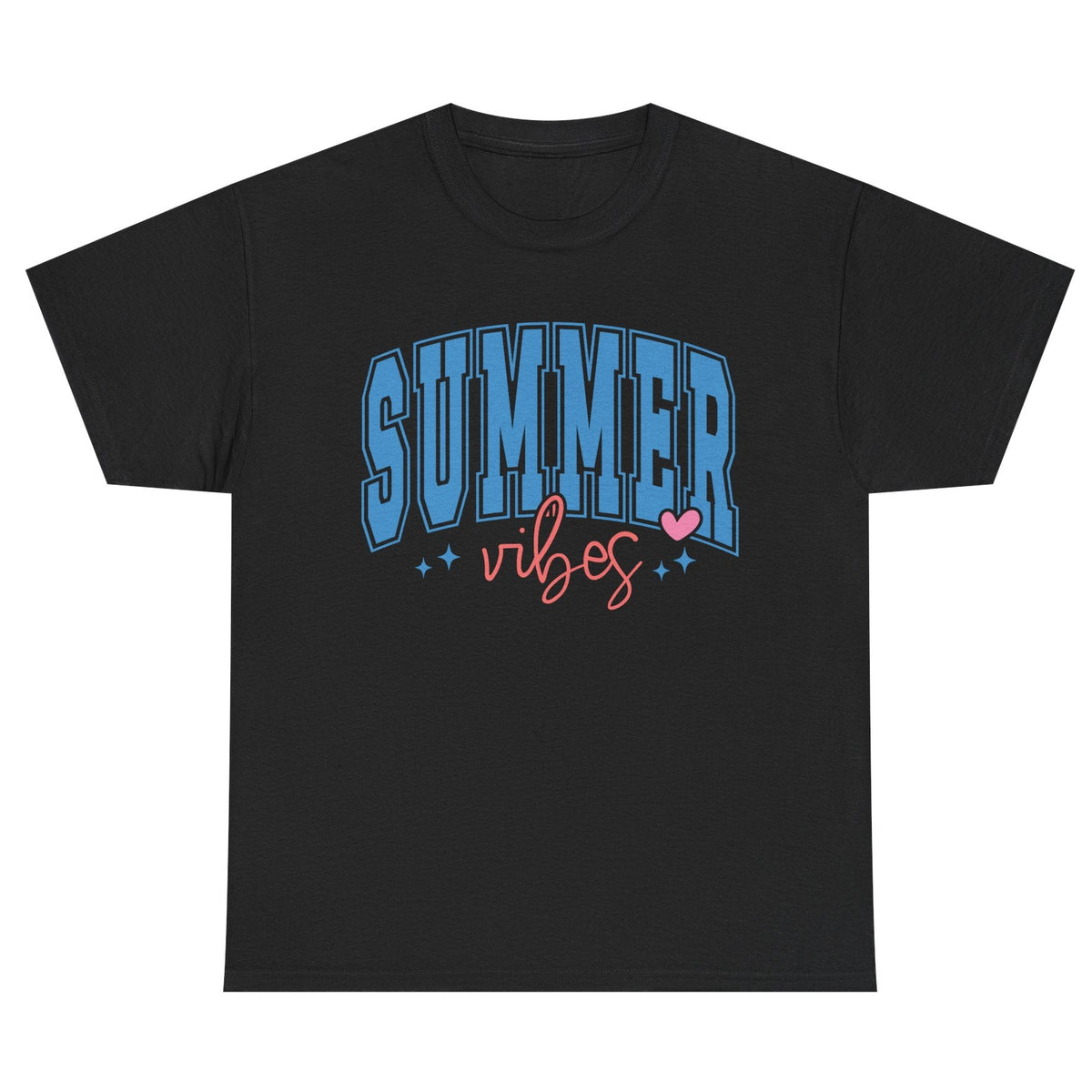 Summer Vibes collegiate lettering cotton tee in black