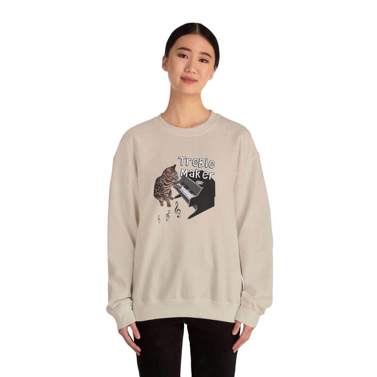 Unisex Sweatshirt - Treble Maker Design featuring Flounder the Purrmaid Playing Piano for Mouse Toy