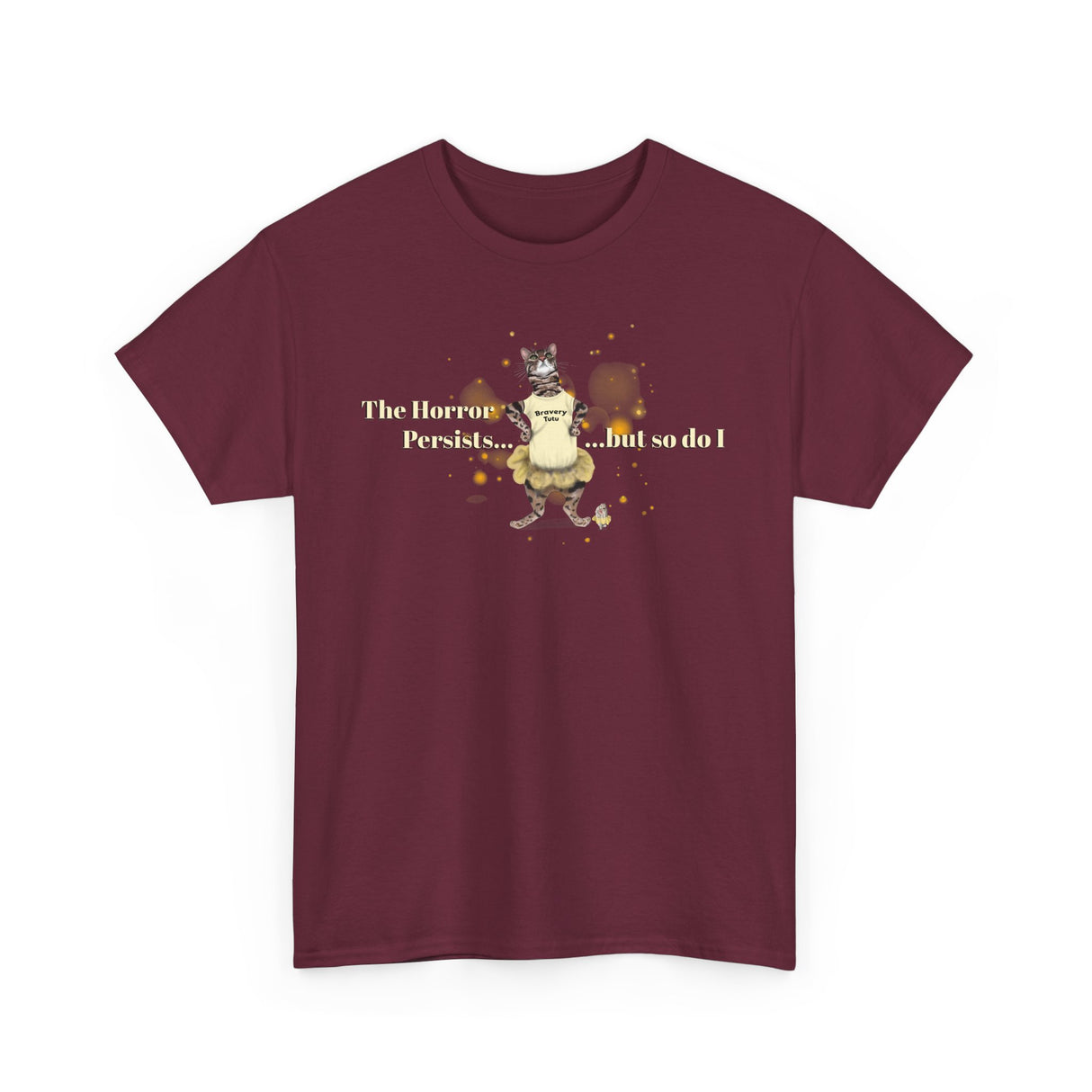 Unisex Heavy Cotton Tee - Bravery Tutu design featuring Flounder with Mouse Toy by her side
