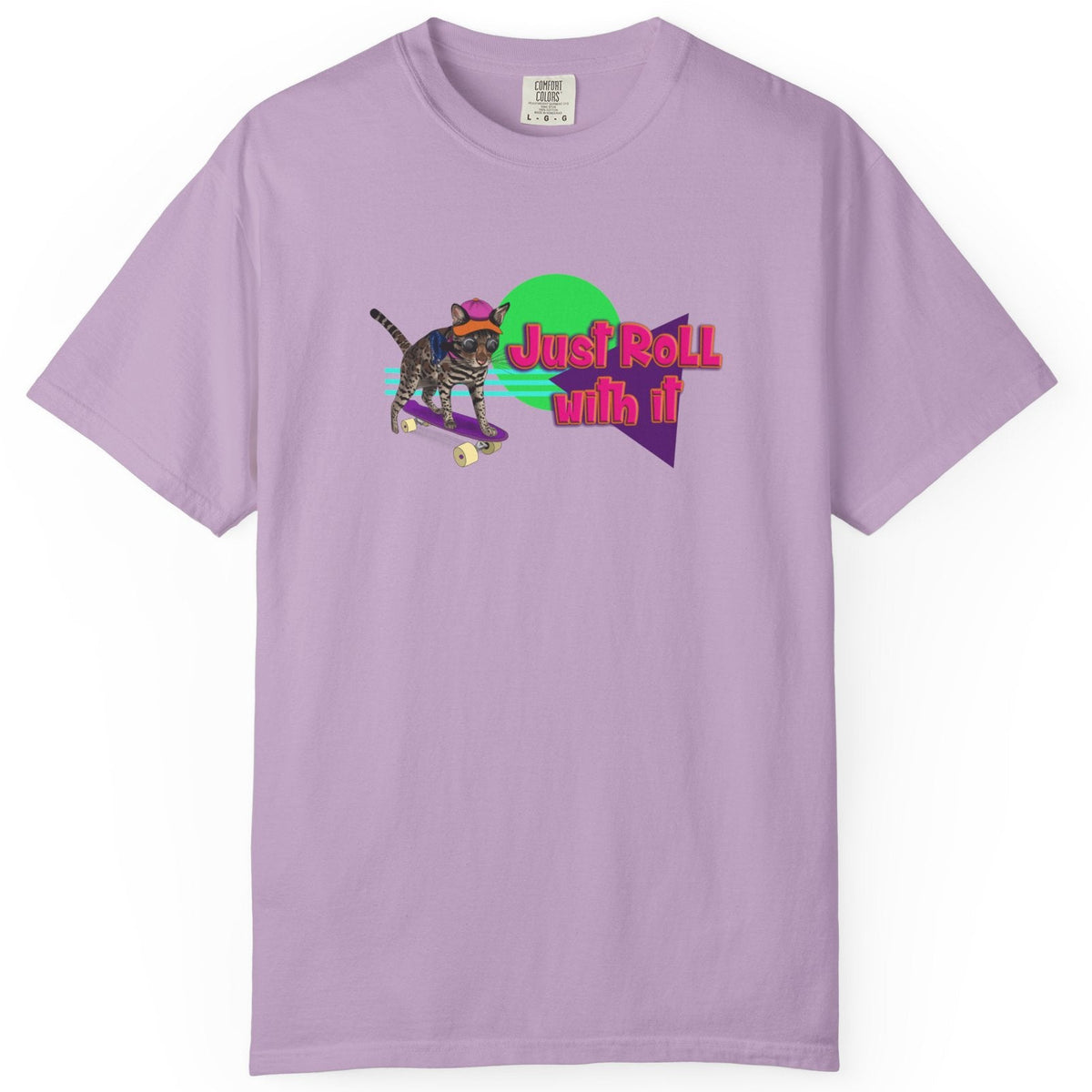 Graphic Tee - Just Roll with it featuring Flounder the Purrmaid, shown in Orchid