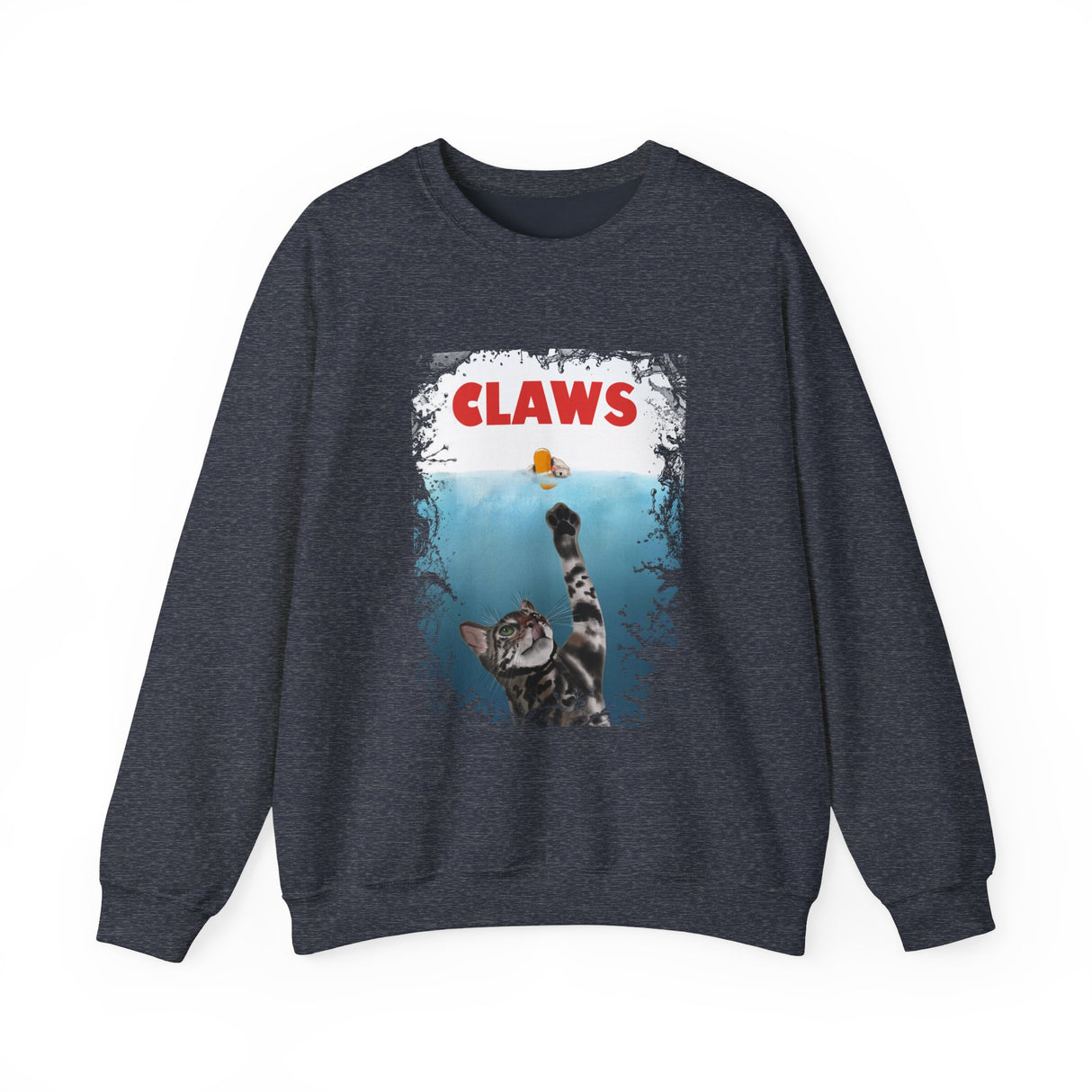 Funny Cat 'Claws' Unisex Crewneck Sweatshirt featuring Flounder and Mouse Toy
