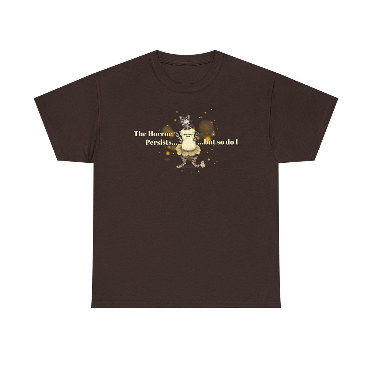 Unisex Heavy Cotton Tee - Bravery Tutu design featuring Flounder with Mouse Toy by her side