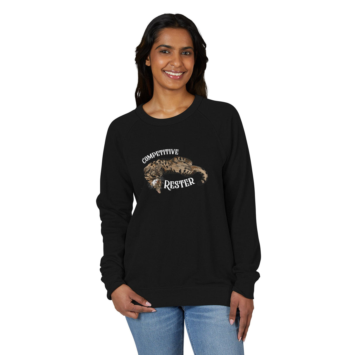 Competitive Rester Raglan Crewneck — Flounder 'Trying to Rest' Graphic