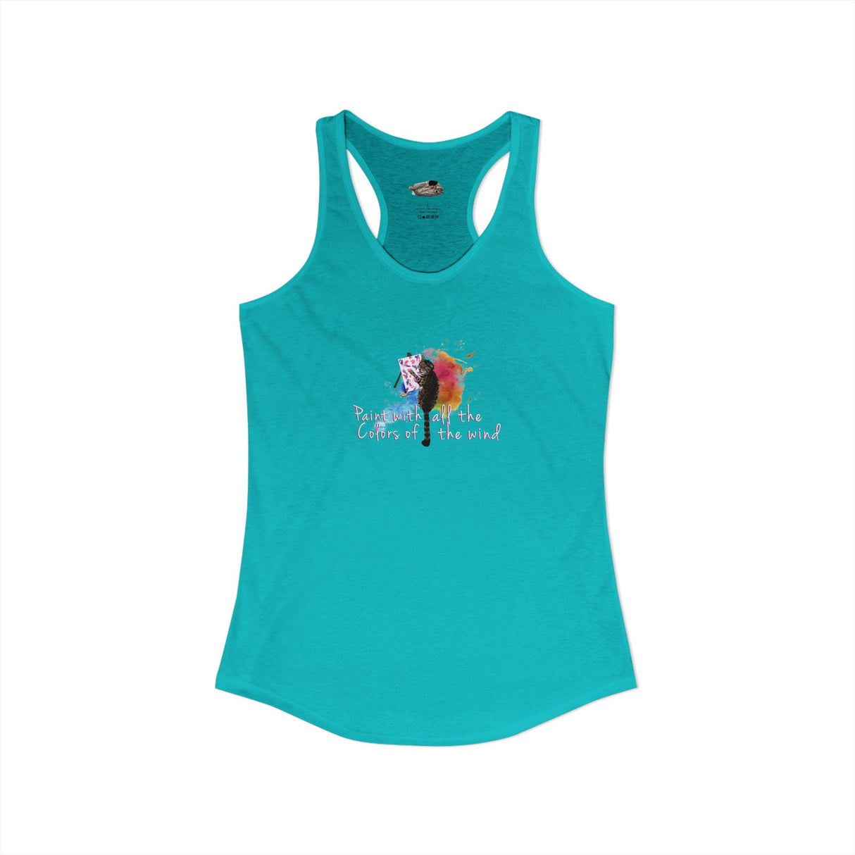 Women's Racerback Tank — "Paint With All the Colors of the Wind" Flounder the Purrcasso Art Tank