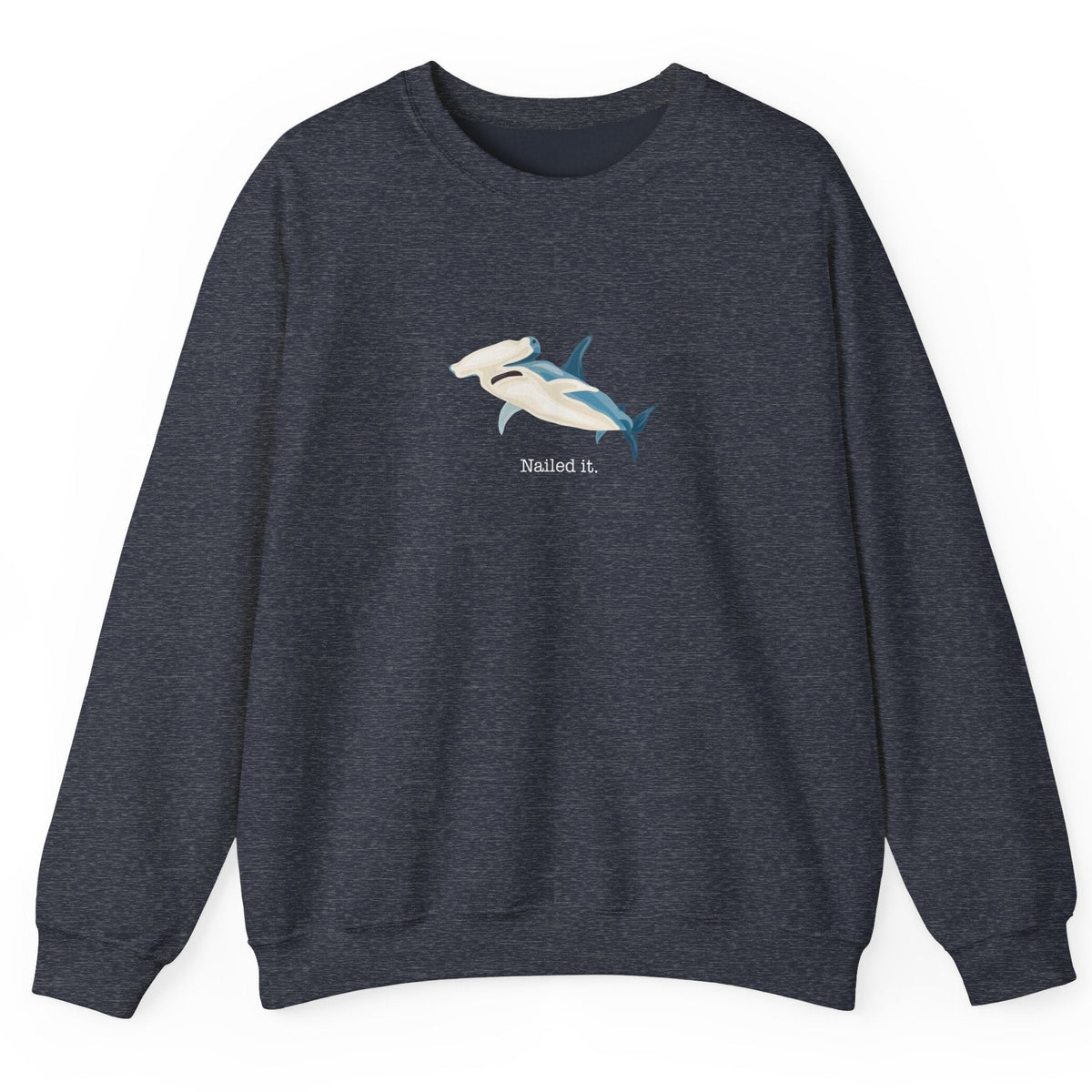 Nailed It shark crewneck sweatshirt in heather sport dark navy