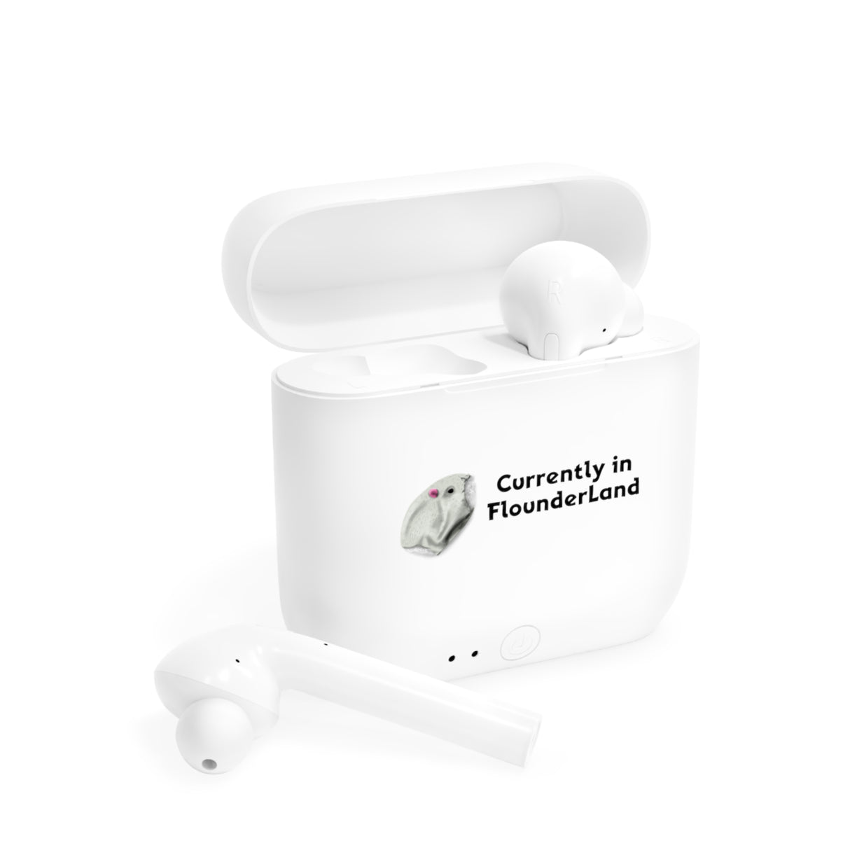 Wireless Earbuds — “Currently in FlounderLand” Mouse Toy Design