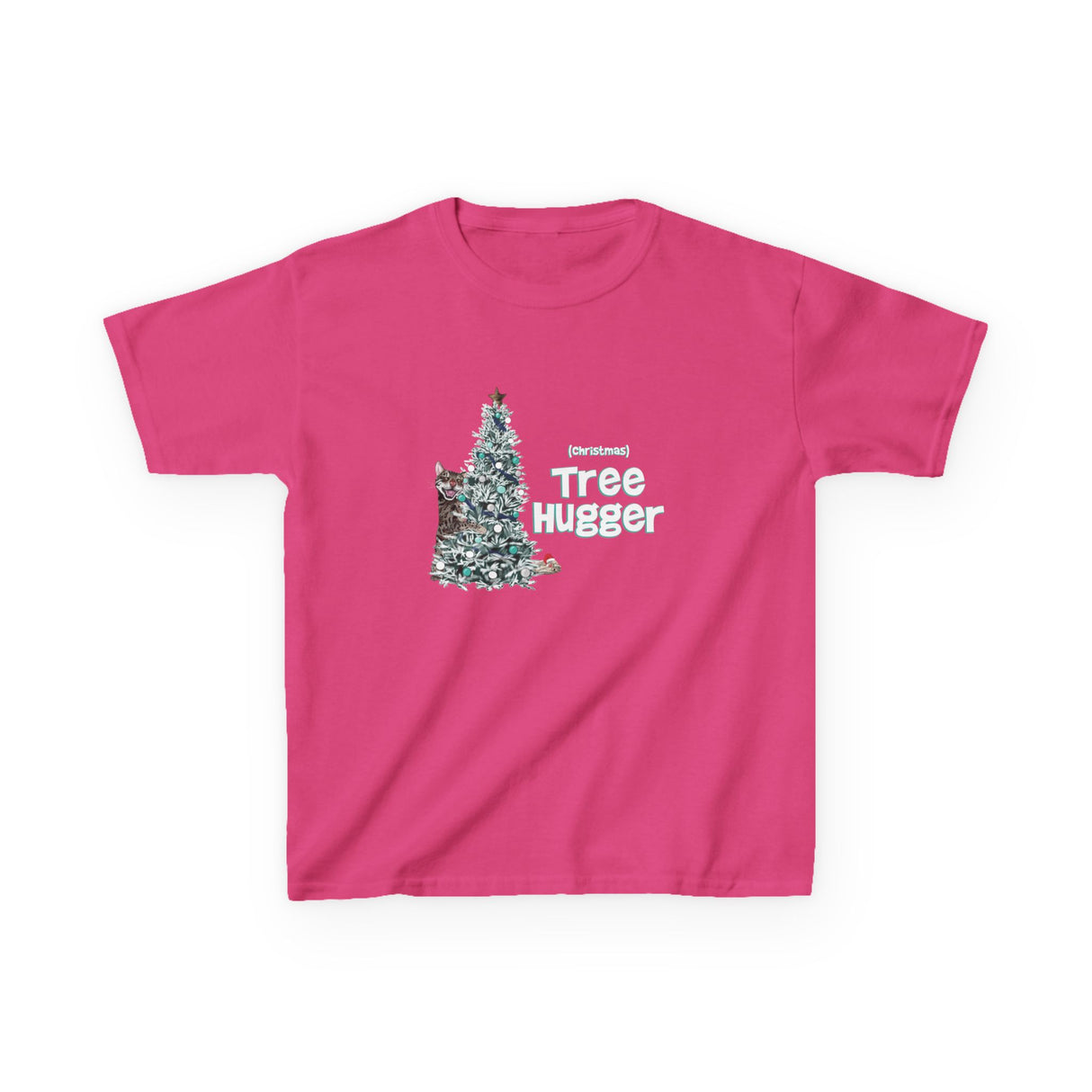 Kids Tee Christmas Tree Hugger Flounder the Purrmaid Design