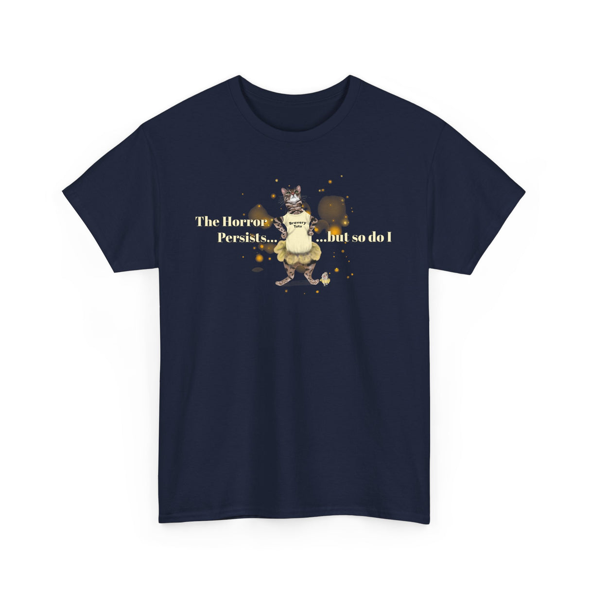 Unisex Heavy Cotton Tee - Bravery Tutu design featuring Flounder with Mouse Toy by her side
