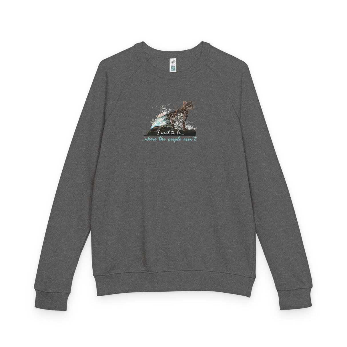 Purrmaid Flounder Raglan Crewneck — “I Want to Be Where the People Aren’t”
