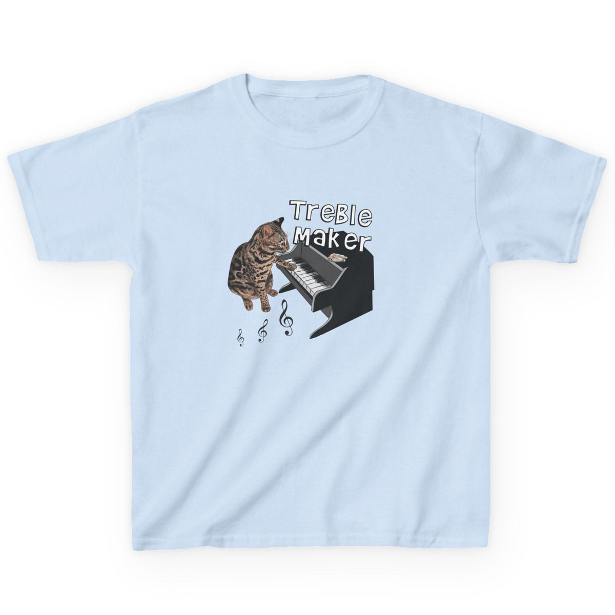 Kids Tee - Treble Maker Design Hand Drawn by Flounder's Mom, Nina Featuring Flounder the, shown in Light Blue
