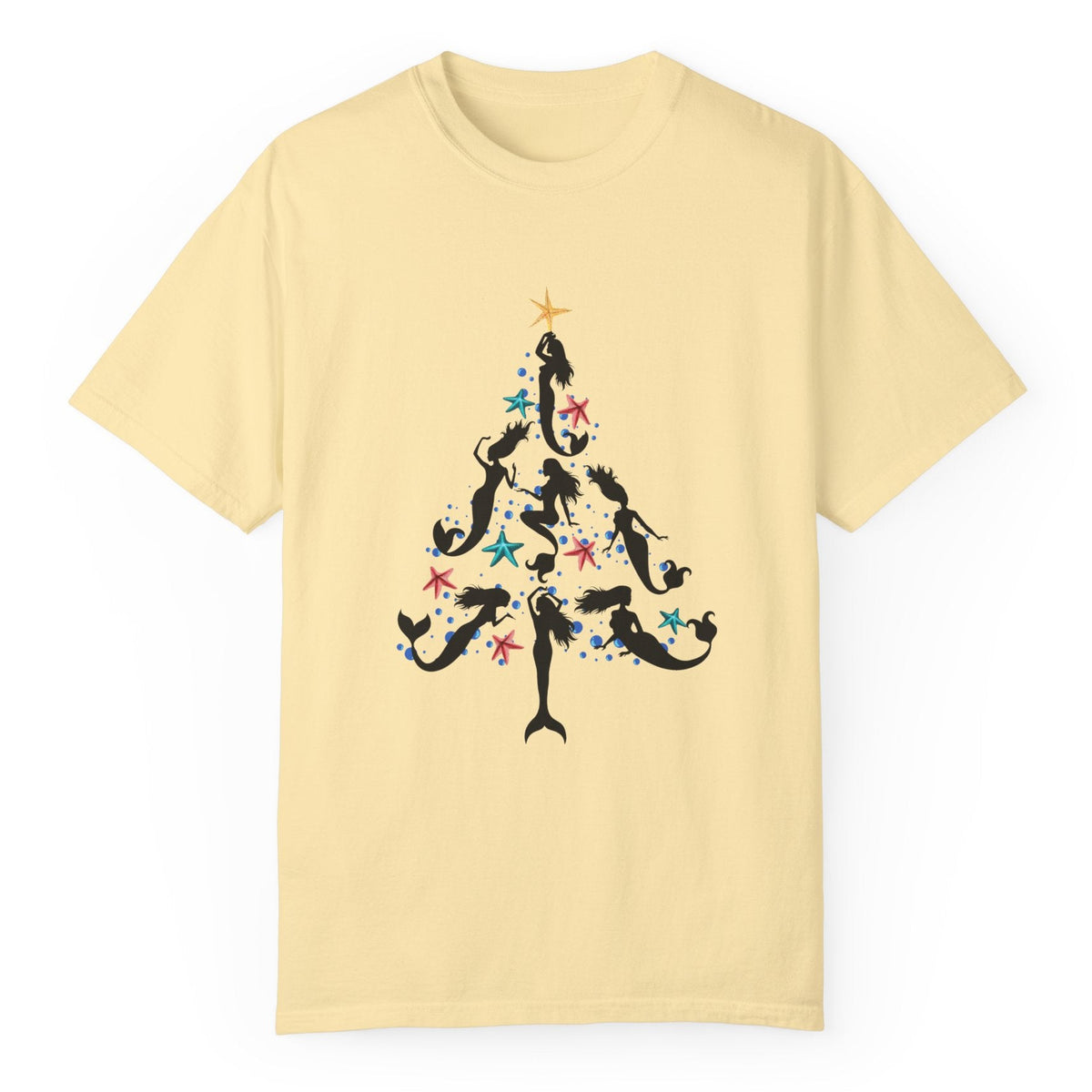 Mermaid Christmas Tree Comfort Colors t-shirt in banana