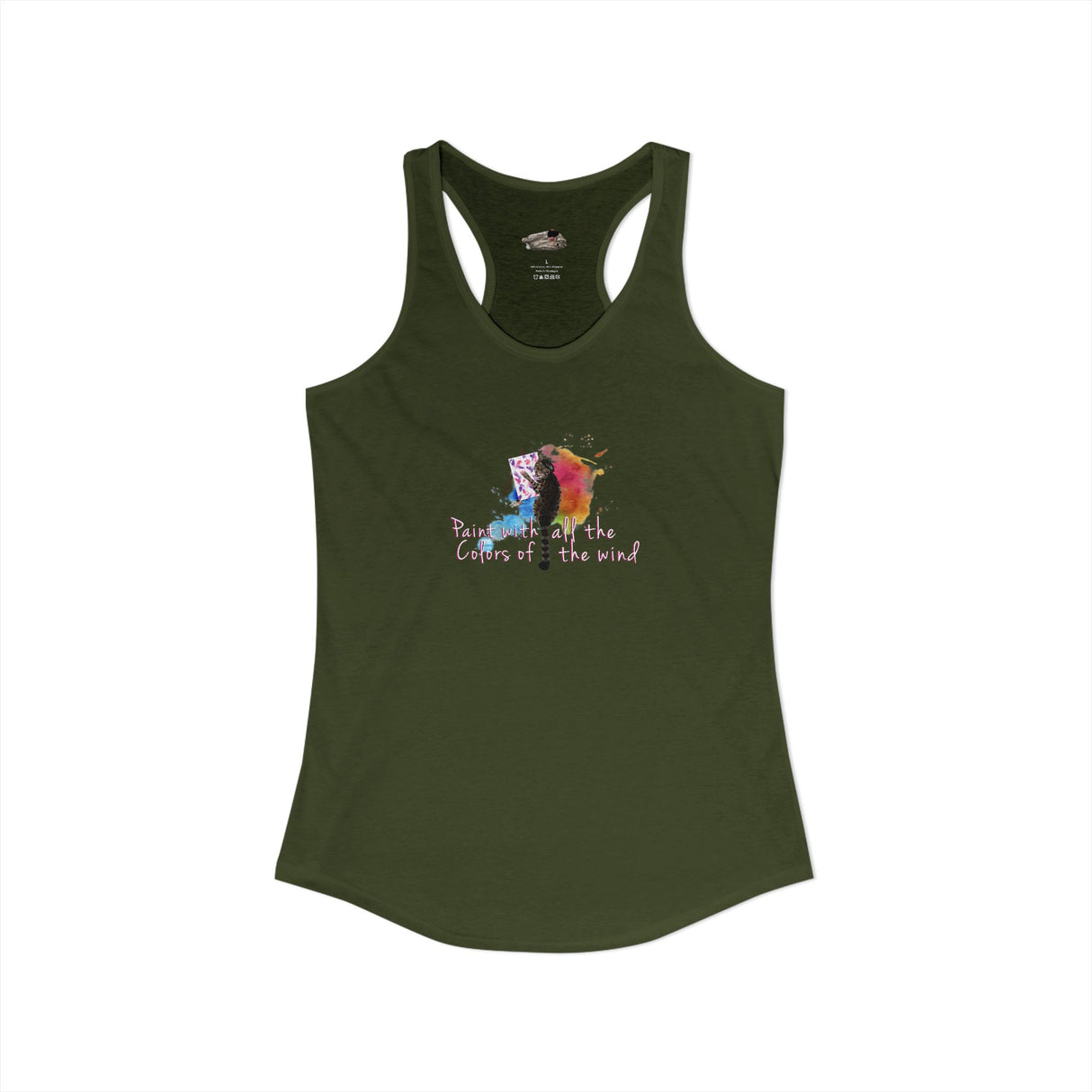 Women's Racerback Tank — "Paint With All the Colors of the Wind" Flounder the Purrcasso Art Tank