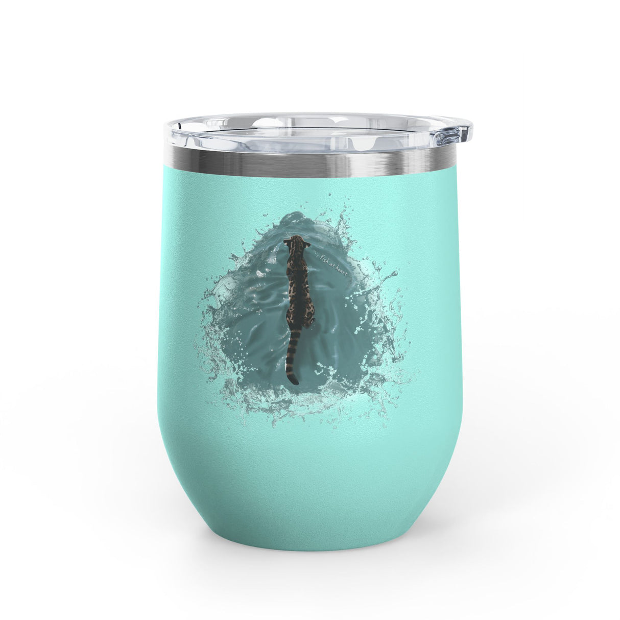 Wine Tumbler — "Fish at Heart" Flounder the Purrmaid Hand-Drawn Design