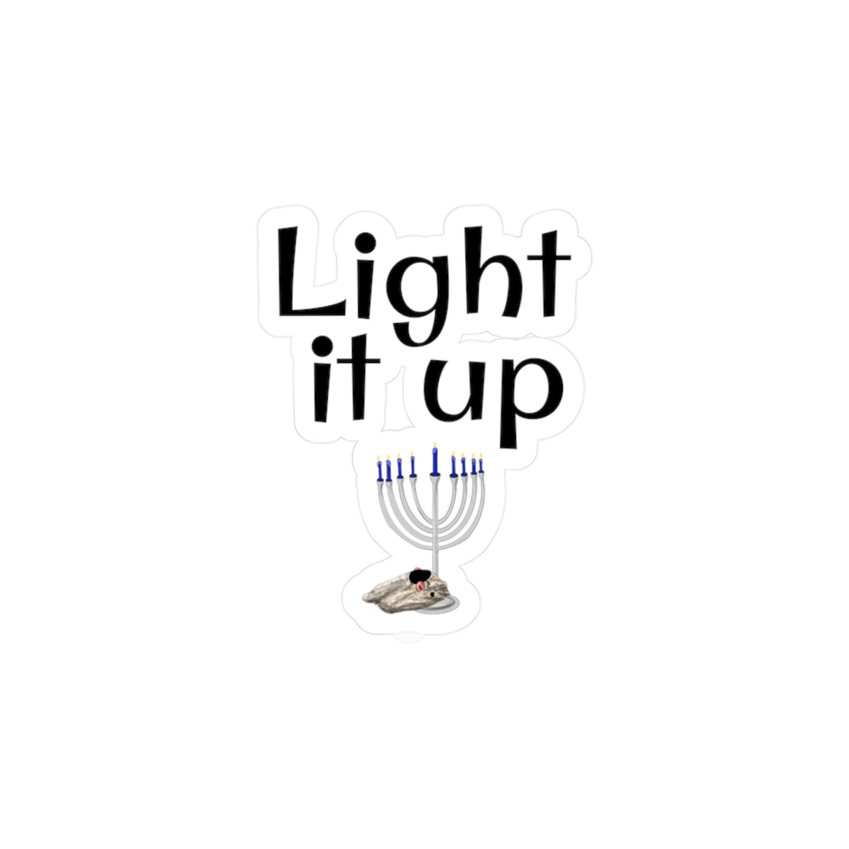Kiss-Cut Vinyl Stickers - Light It Up Mouse Toy Hanukkah design with Mouse Toy's Menorah