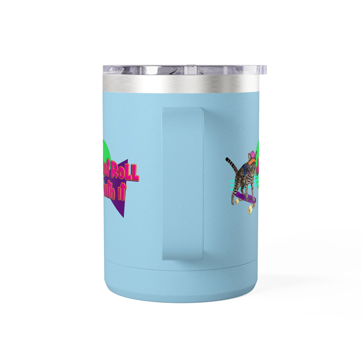 Coffee Mug Tumbler - Just Roll with it Flounder the Purrmaid Design by Nina, 15oz