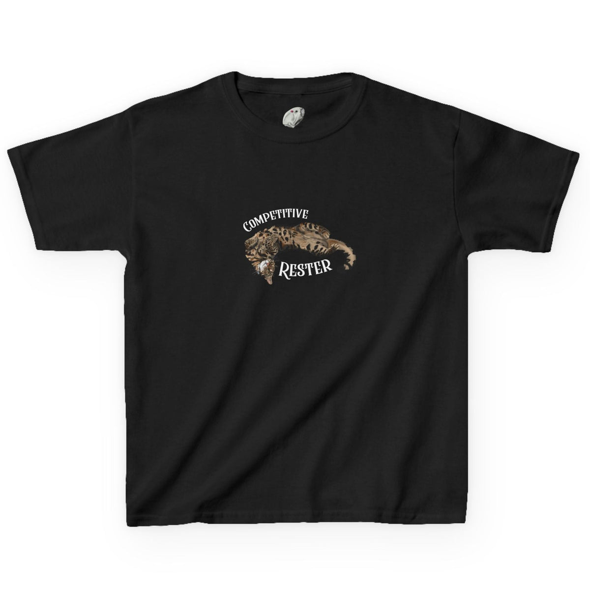 Kids 'Competitive Rester' T-Shirt - Flounder Funny Resting Pose Tee, shown in Black