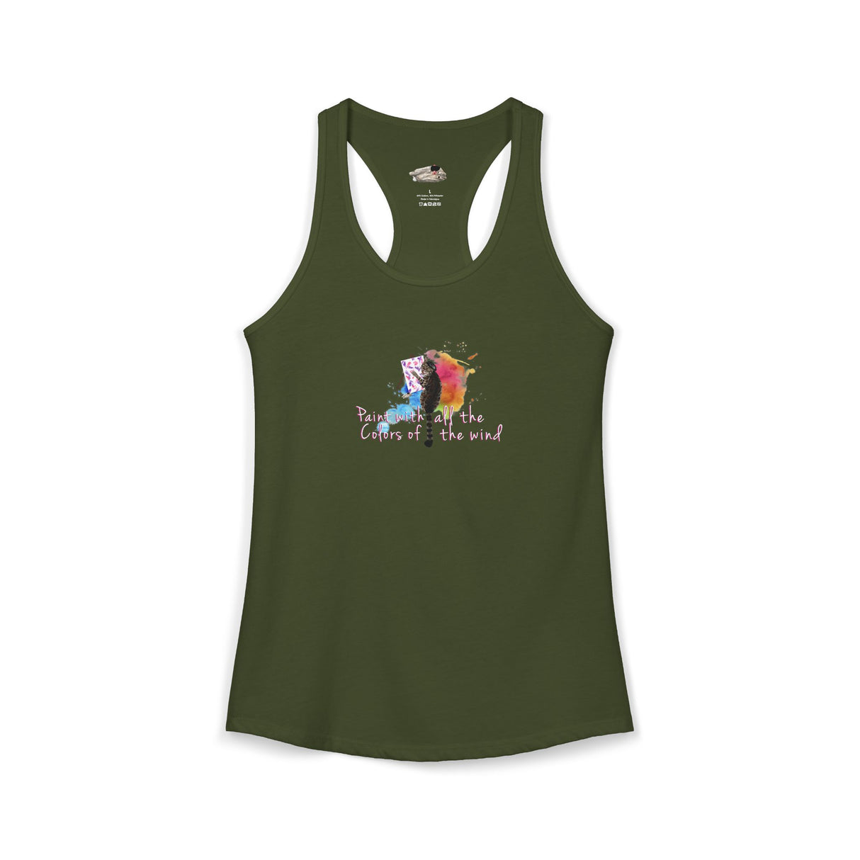 Women's Racerback Tank — "Paint With All the Colors of the Wind" Flounder the Purrcasso Art Tank