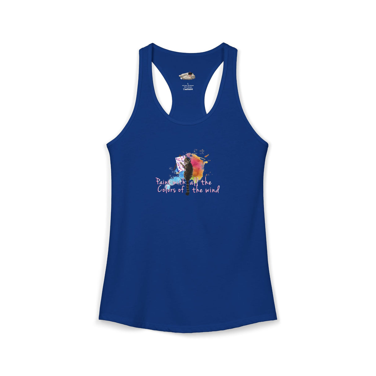 Women's Racerback Tank — "Paint With All the Colors of the Wind" Flounder the Purrcasso Art Tank