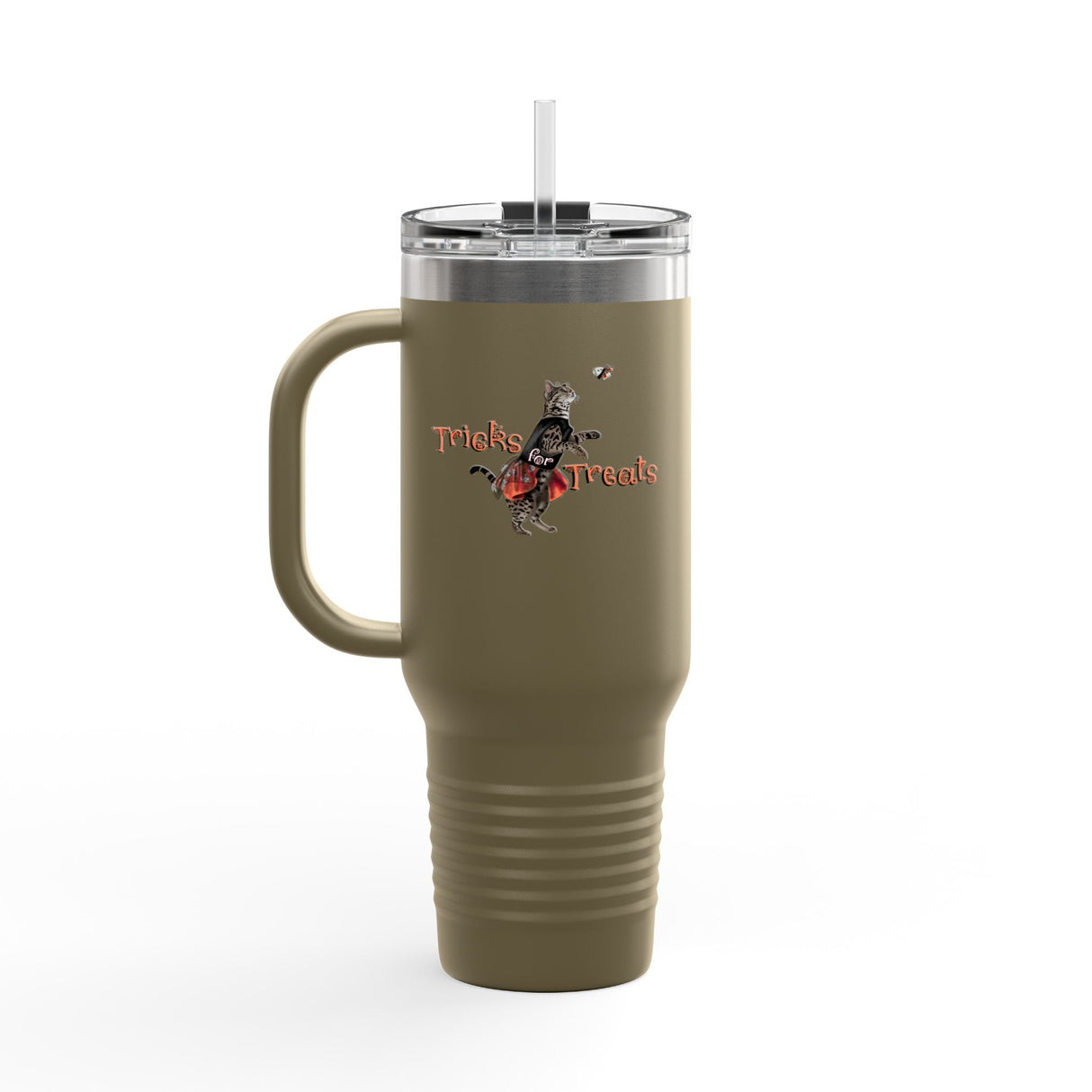 Insulated Travel Mug — "Tricks for Treats" Flounder Halloween Ballet Design