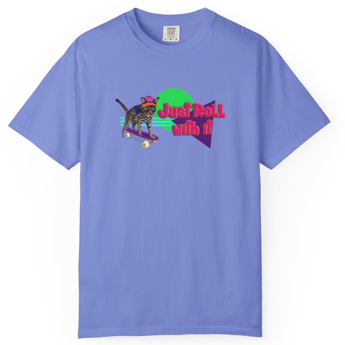 Graphic Tee - Just Roll with it featuring Flounder the Purrmaid, shown in Flo Blue