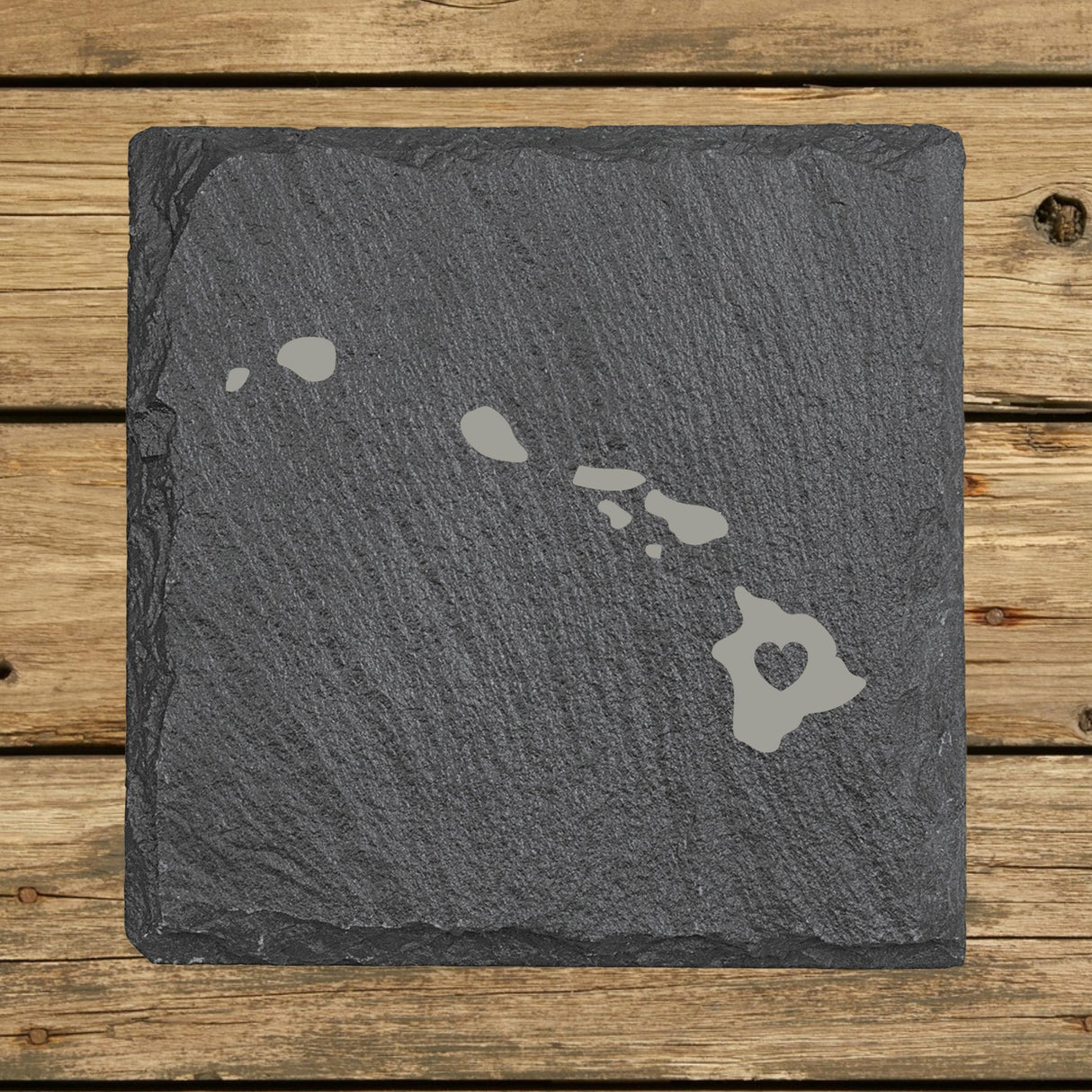 Hawaii Slate Coaster Set – Engraved Natural Stone (Set of 4)