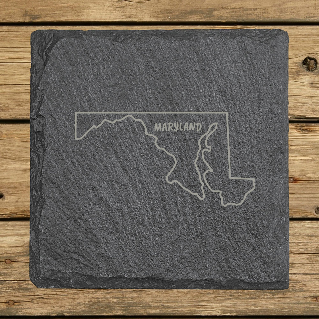 Maryland Slate Coaster Set – Engraved Natural Stone (Set of 4)