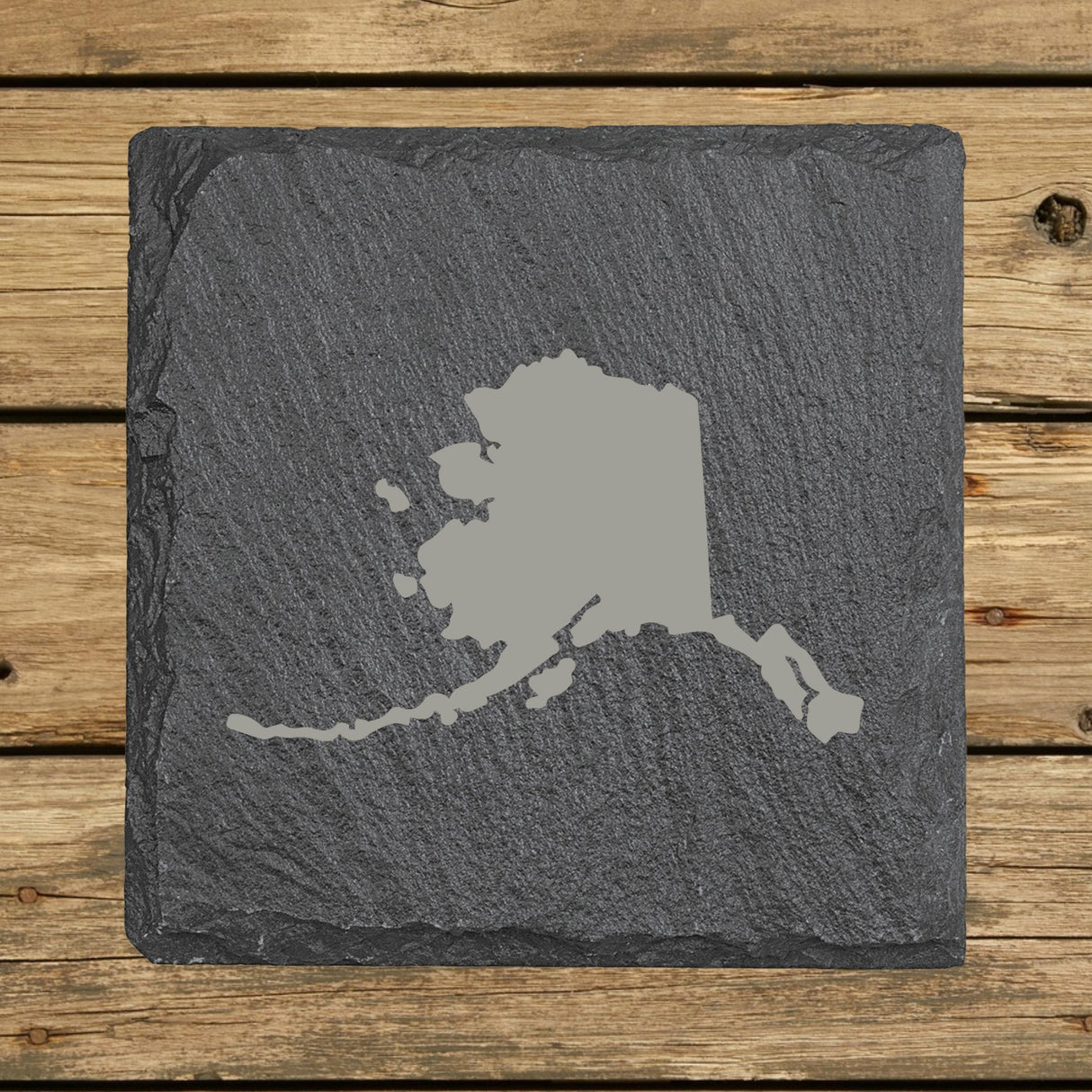 Alaska Slate Coaster Set – Engraved Natural Stone (Set of 4)