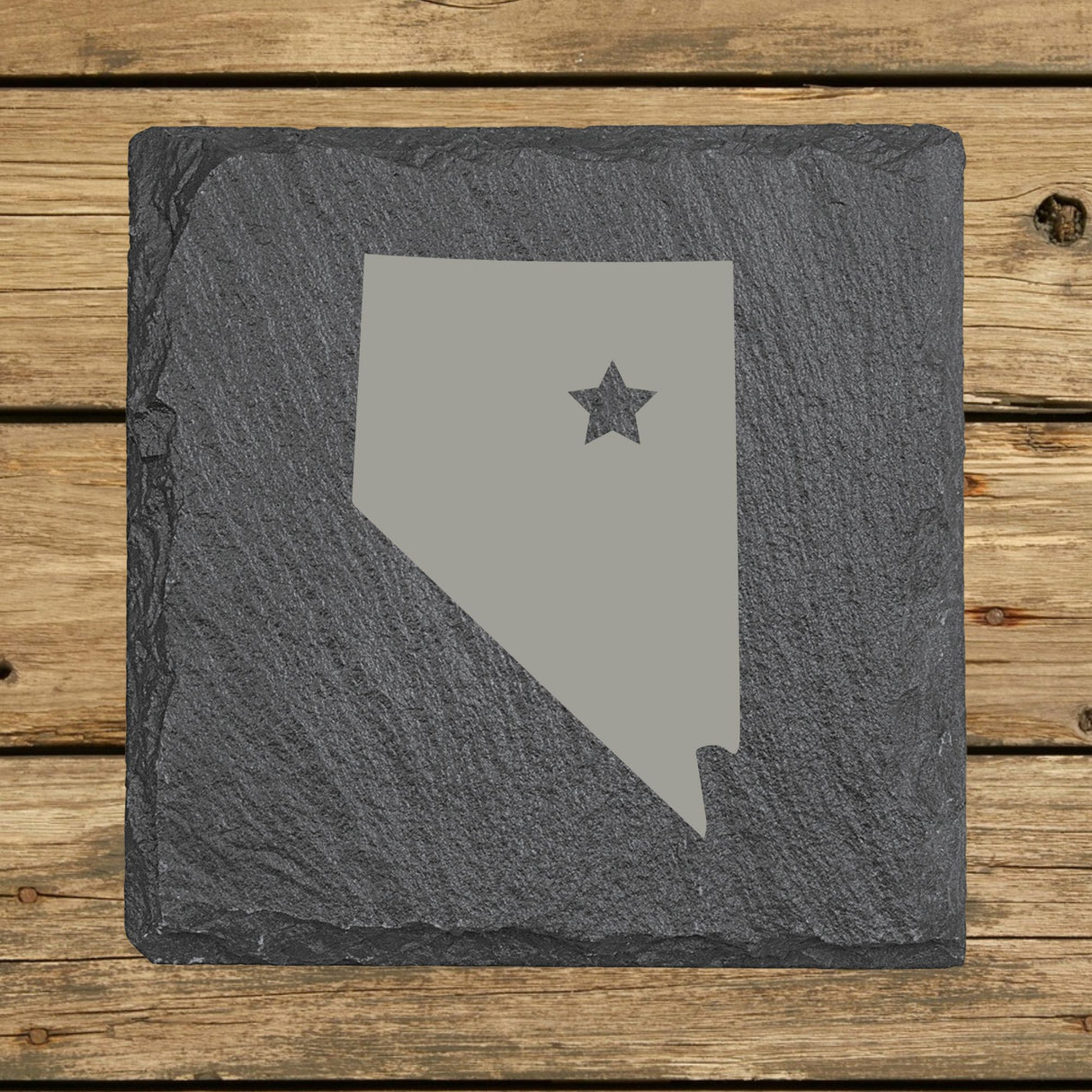 Nevada Slate Coaster Set – Engraved Natural Stone (Set of 4)