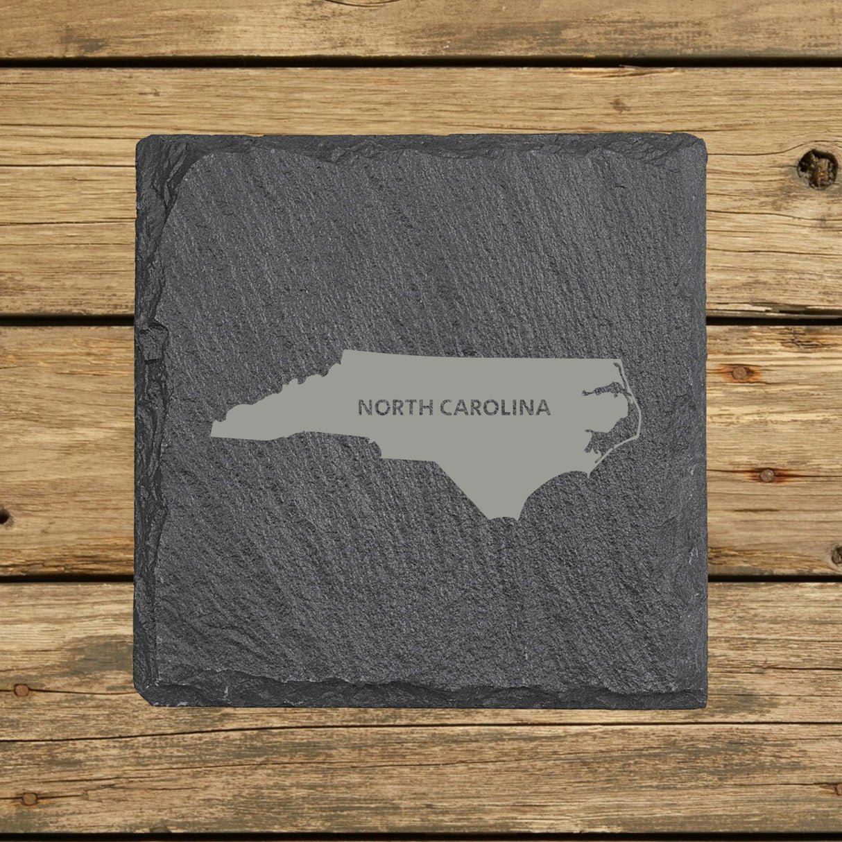 North Carolina Slate Coaster Set – Engraved Natural Stone (Set of 4)
