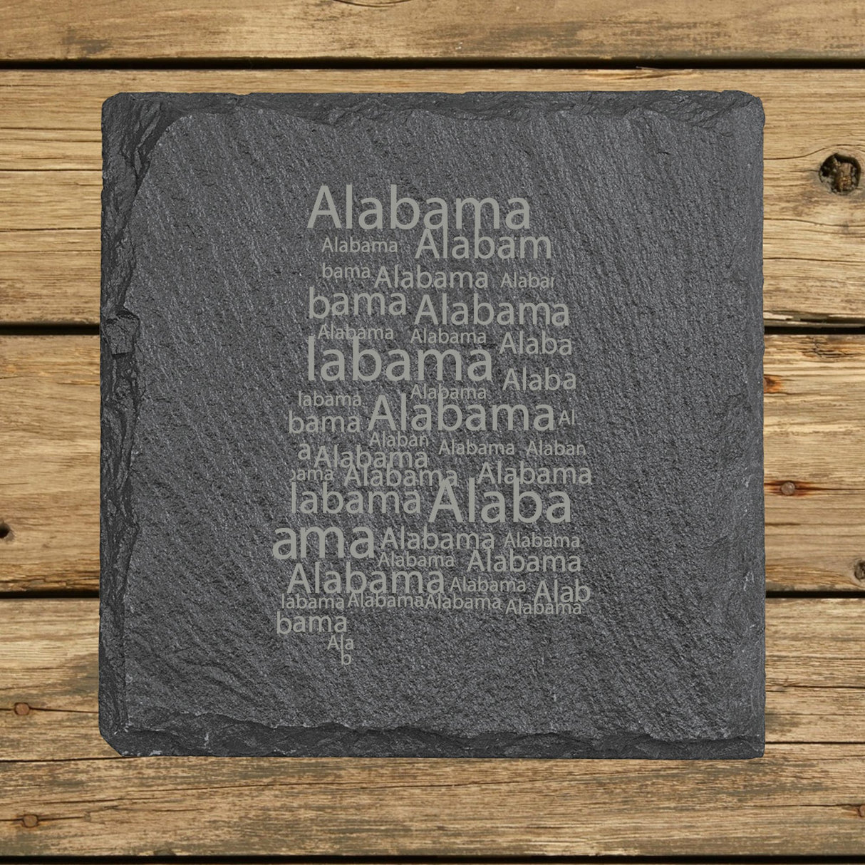Alabama Slate Coaster Set – Engraved Natural Stone (Set of 4)
