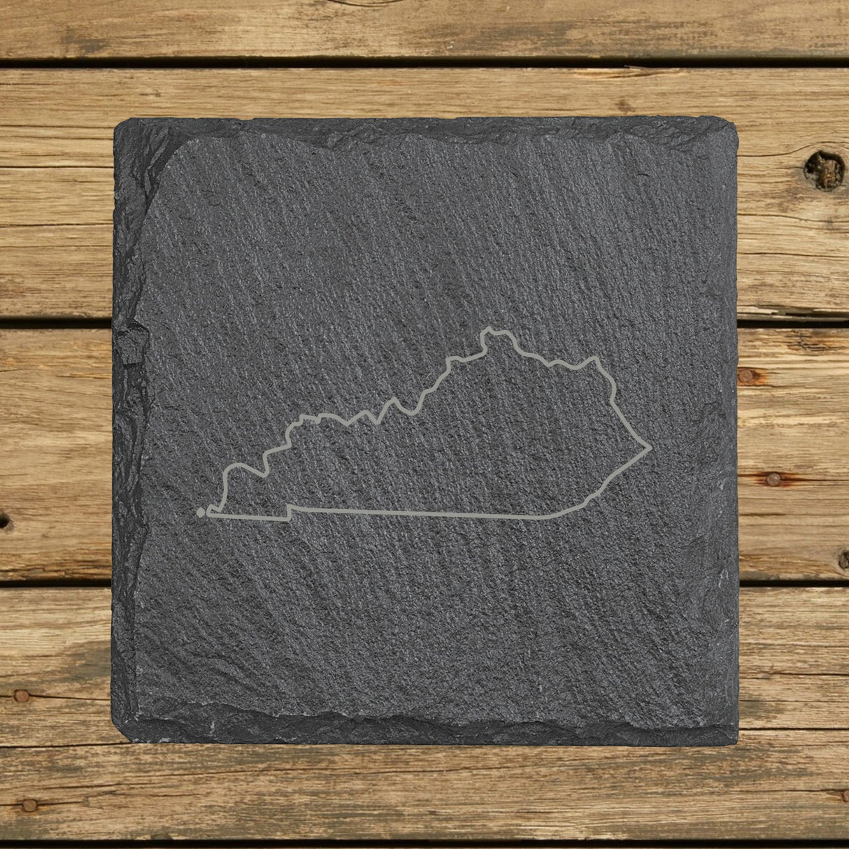 Kentucky Slate Coaster Set – Engraved Natural Stone (Set of 4)