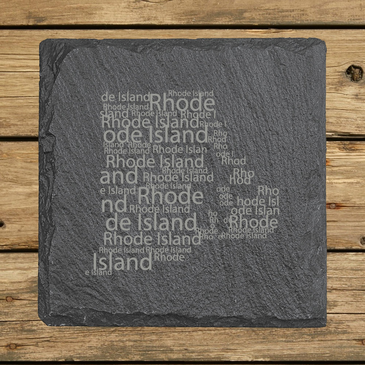Rhode Island Slate Coaster Set – Engraved Natural Stone (Set of 4)