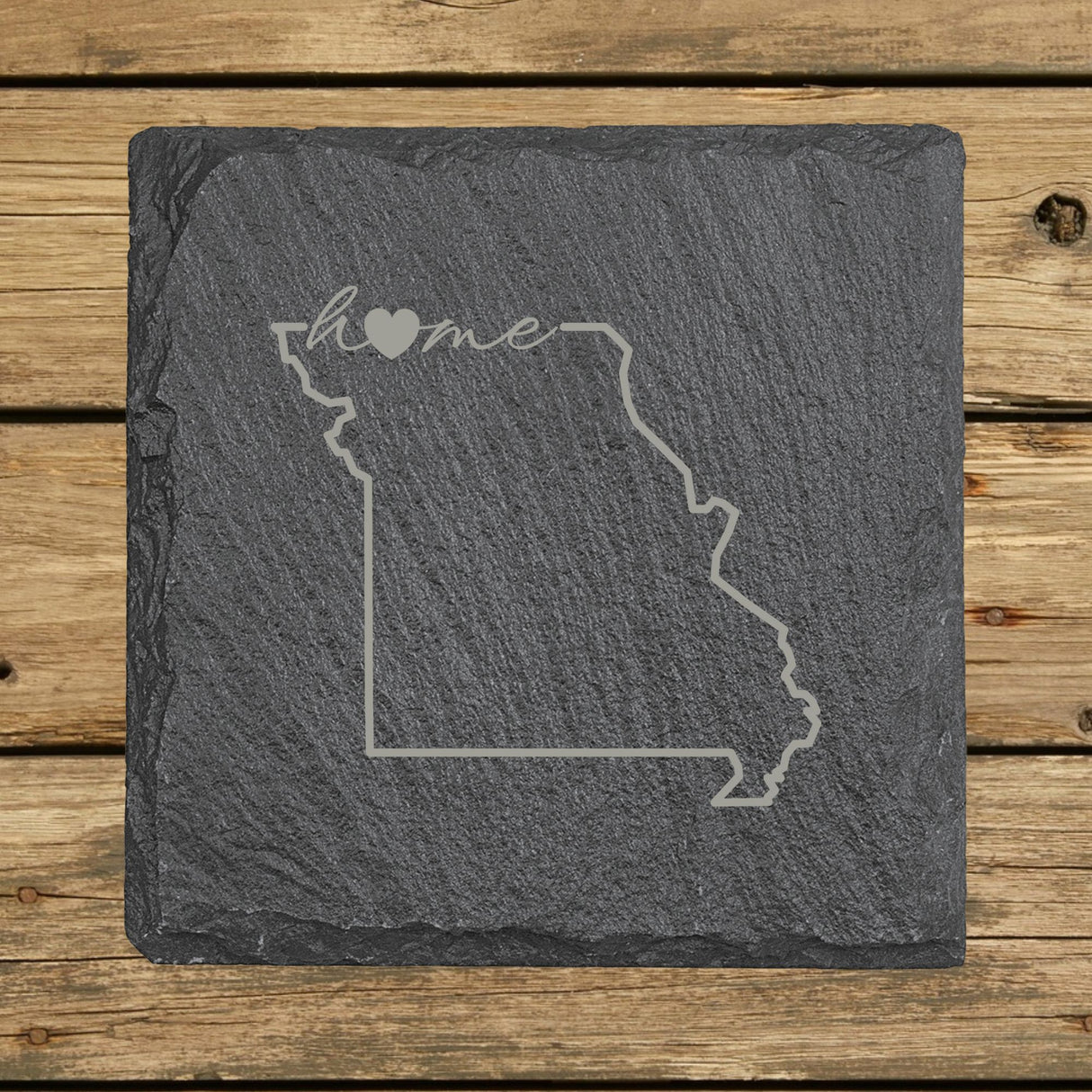 Missouri Slate Coaster Set – Engraved Natural Stone (Set of 4)