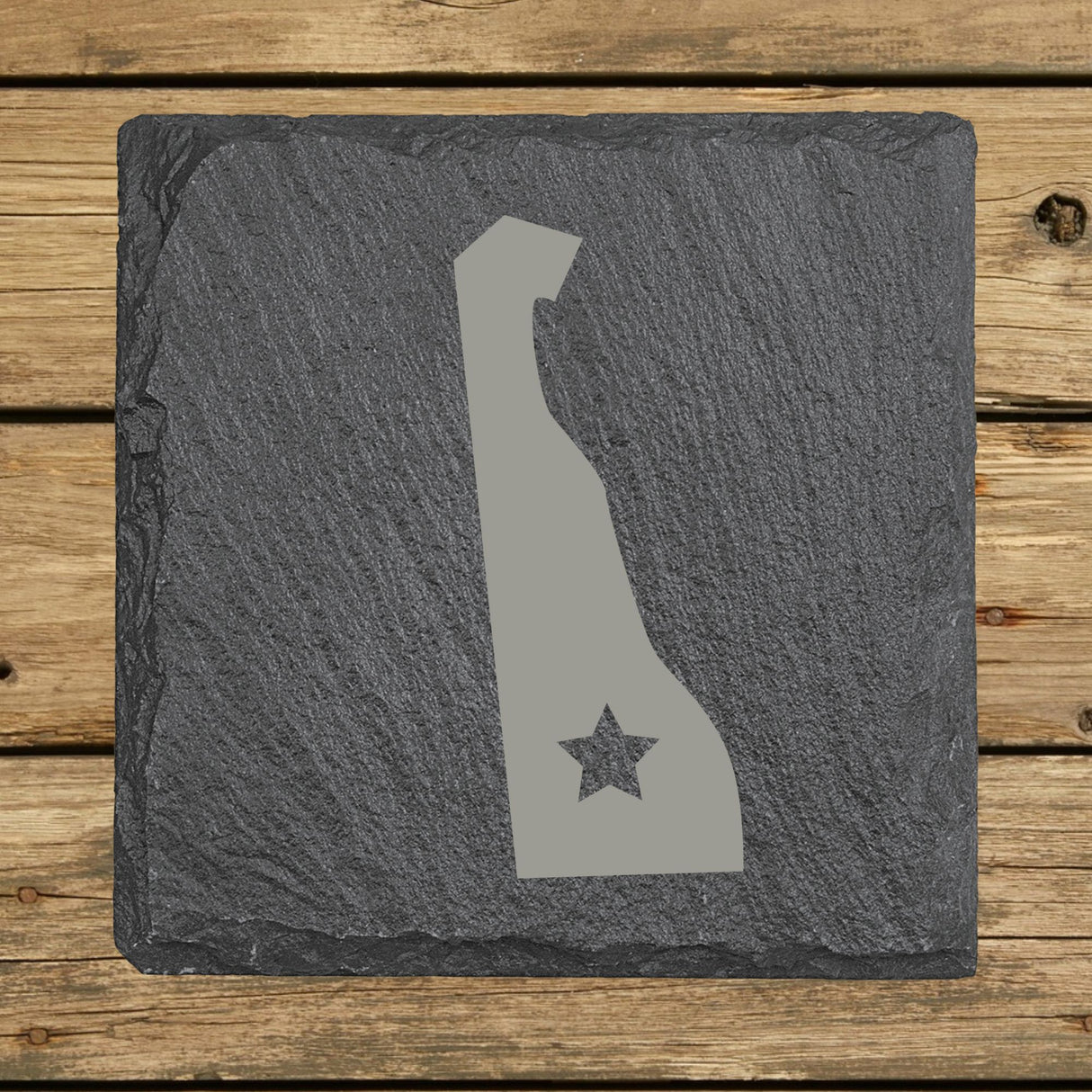 Delaware Slate Coaster Set – Engraved Natural Stone (Set of 4)