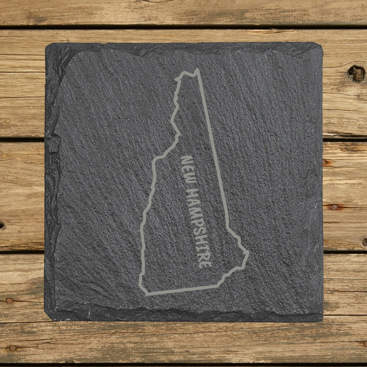 New Hampshire Slate Coaster Set – Engraved Natural Stone (Set of 4)